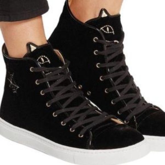 NEW Charlotte Olympia Kids Purrrfect High-Top Kitty Sneaker - Size US 9/EU 26 - Picture 1 of 7